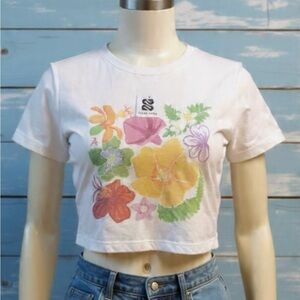 Floral Print White Crop Top